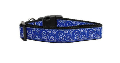 Collar o correa de nailon para perros y gatos, "remolinos azules y blancos"