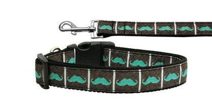 Collar o correa de nailon para perros y gatos, "Aqua Moustaches"