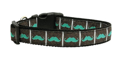 Collar o correa de nailon para perros y gatos, "Aqua Moustaches"