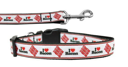 Collar o correa de nailon para perros y gatos, "I Love Bacon"