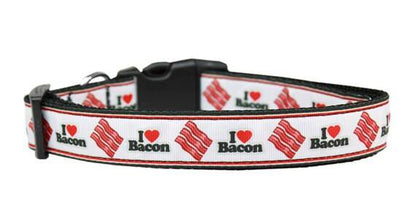 Collar o correa de nailon para perros y gatos, "I Love Bacon"