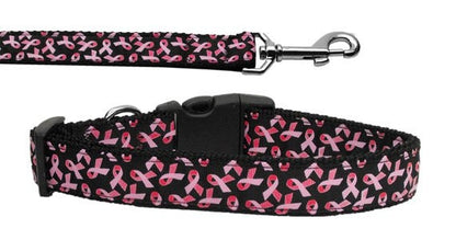 Collar o correa de nailon para perros y gatos, "Lazos rosas sobre negro"