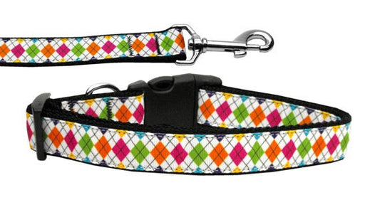 Collar o correa de nailon para perros y gatos, "Argyle colorido"