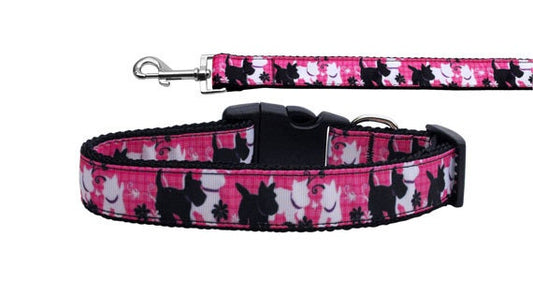 Collar o correa de nailon para perros y gatos, "Plaid Pups"