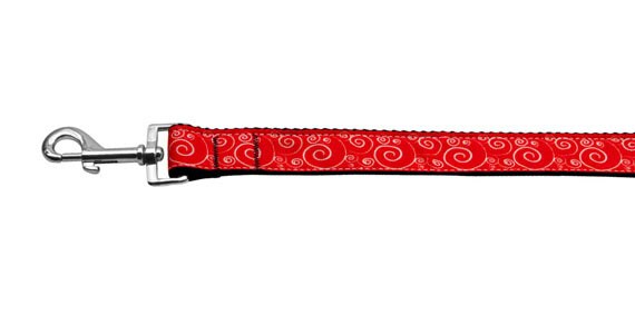 Collar o correa de nailon para perros y gatos, "Red &amp; White Swirly"