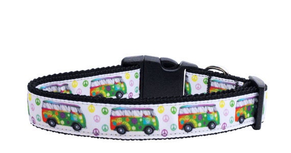 Collar o correa de nailon para perros y gatos, "Peace Bus"