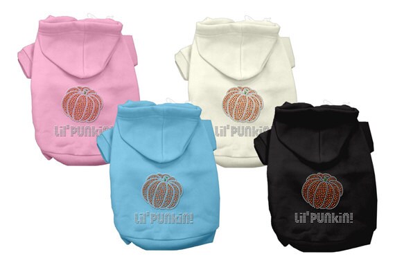 Sudadera con capucha para perros y gatos de Halloween con diamantes de imitación, "Lil Punkin"