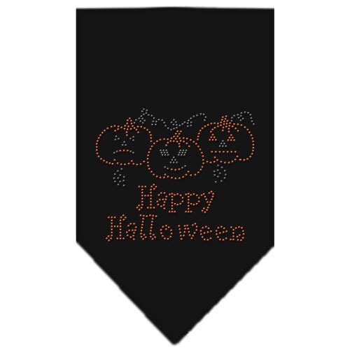 Bandana de Halloween para mascotas y perros con diamantes de imitación, "Feliz Halloween"