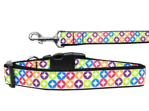 Collar o correa de nailon para perros y gatos, "Bright Diamonds"