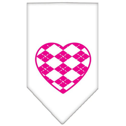 Pet and Dog Bandana Screen Printed, "Pink Argyle Heart"