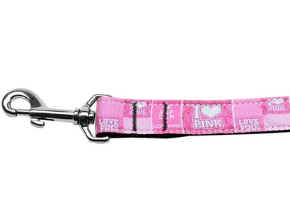 Collar o correa de nailon para perros y gatos, "I Heart Pink"