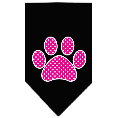 Bandana para mascotas y perros serigrafiada con el texto "Pink Swiss Dot Paw"