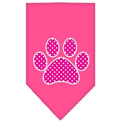 Bandana para mascotas y perros serigrafiada con el texto "Pink Swiss Dot Paw"