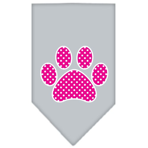 Bandana para mascotas y perros serigrafiada con el texto "Pink Swiss Dot Paw"