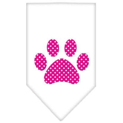 Bandana para mascotas y perros serigrafiada con el texto "Pink Swiss Dot Paw"