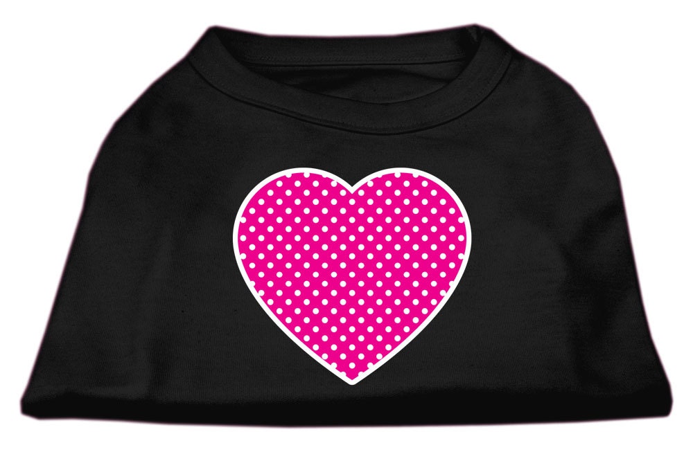 Pet Dog & Cat Shirt Screen Printed, "Pink Swiss Dot Heart"