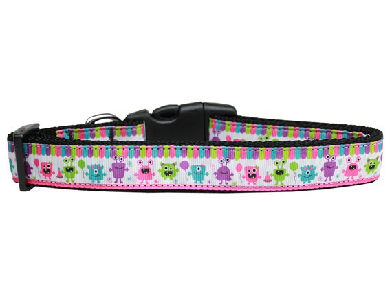 Pet Dog & Cat Nylon Collar or Leash, "Party Monsters"