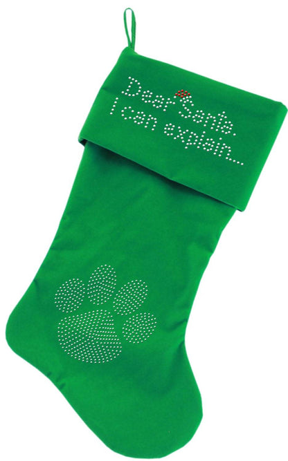 Christmas Stocking Rhinestone, "Dear Santa, I Can Explain"