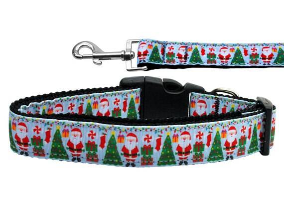 Collar o correa de nailon para perros y gatos de Navidad, "Aqua Santa"