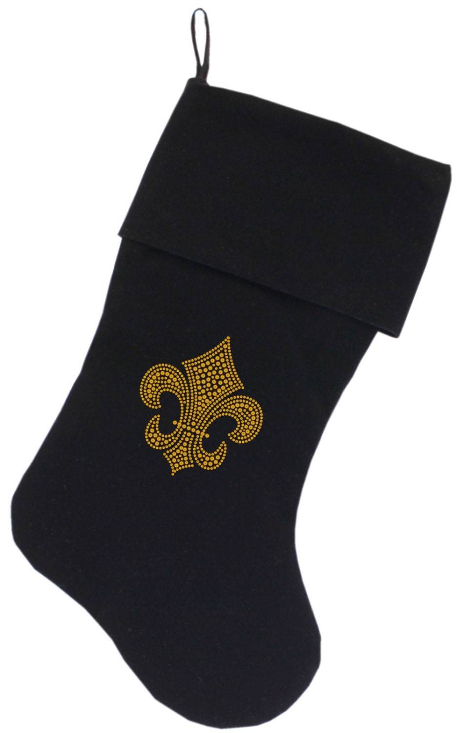 Velvet Christmas Stocking Screen Printed, "Gold Fleur De Lis"