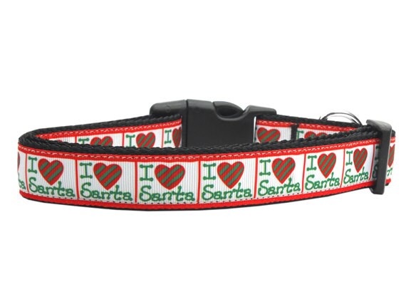 Collar o correa de nailon para perros y gatos con mensaje navideño "I Heart Santa"