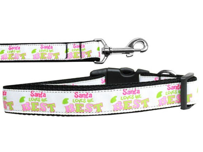 Collar o correa de nailon para perros y gatos con diseño navideño "Santa Loves Me Best"