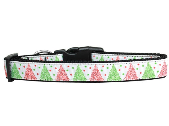 Collar o correa de nailon para perros y gatos con motivos navideños, "Fancy Schmancy Christmas Trees"