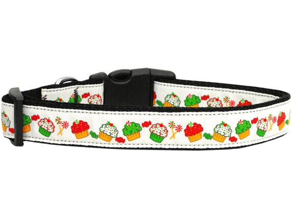 Collar o correa de nailon para perros y gatos con diseño navideño "Cupcakes navideños"