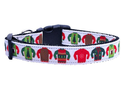 Collar o correa de nailon para perros y gatos de Navidad, "Ugly Sweater"