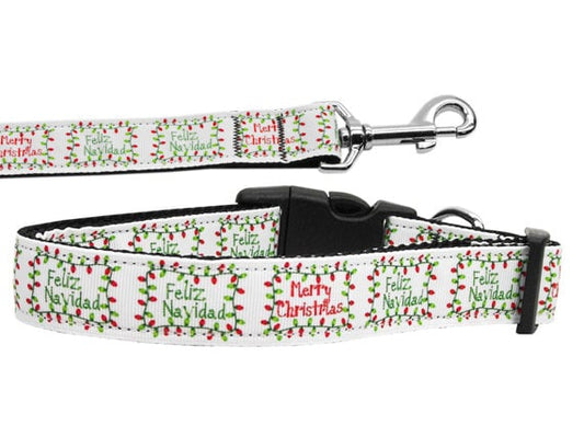 Collar o correa de nailon para perros y gatos con diseño navideño "Feliz Navidad"