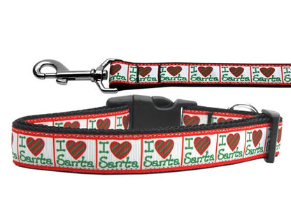 Collar o correa de nailon para perros y gatos con mensaje navideño "I Heart Santa"