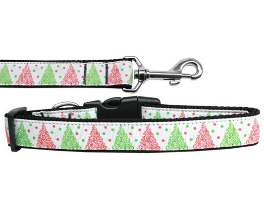 Collar o correa de nailon para perros y gatos con motivos navideños, "Fancy Schmancy Christmas Trees"