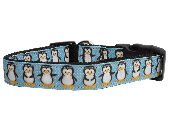 Collar o correa de nailon para perros y gatos de Navidad, "Pingüinos"