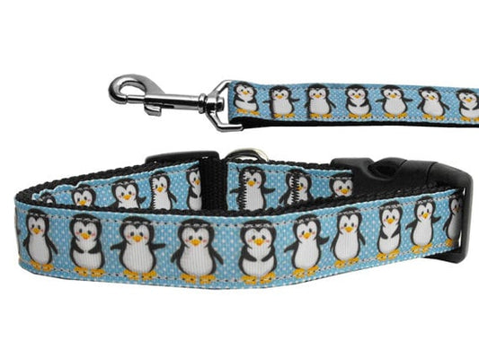 Collar o correa de nailon para perros y gatos de Navidad, "Pingüinos"