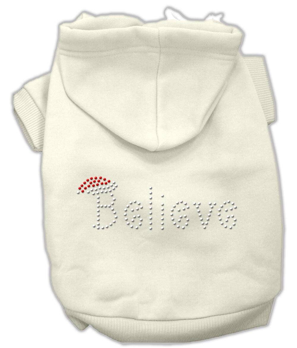 Christmas Pet Dog & Cat Hoodie Rhinestone, "Believe"