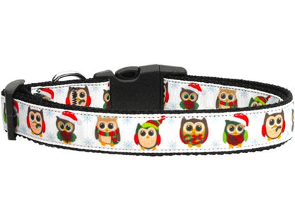 Christmas Pet Dog & Cat Nylon Collar or Leash, "Snowy Owls"