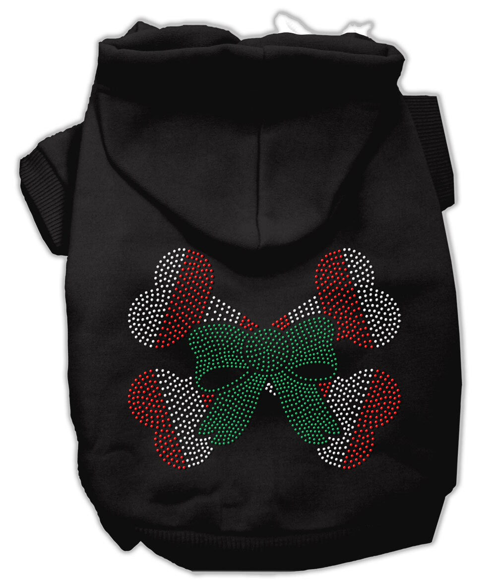 Christmas Pet Dog & Cat Hoodie Rhinestone, "Candy Cane Crossbones"