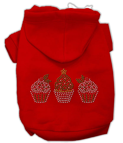 Christmas Pet, Dog & Cat Hoodie Rhinestone, "Christmas Cupcake Trio"