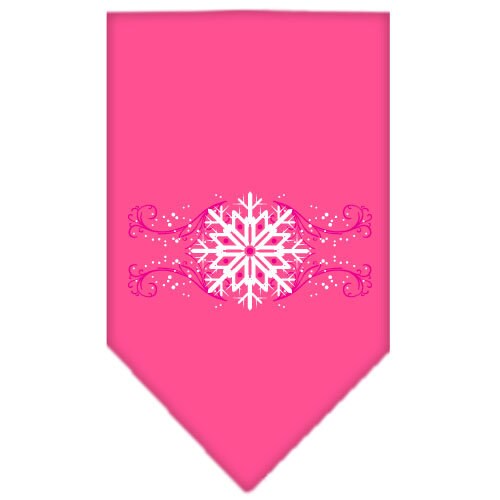 Christmas Pet and Dog Bandana Screen Printed, "Pink Snowflake Swirls"