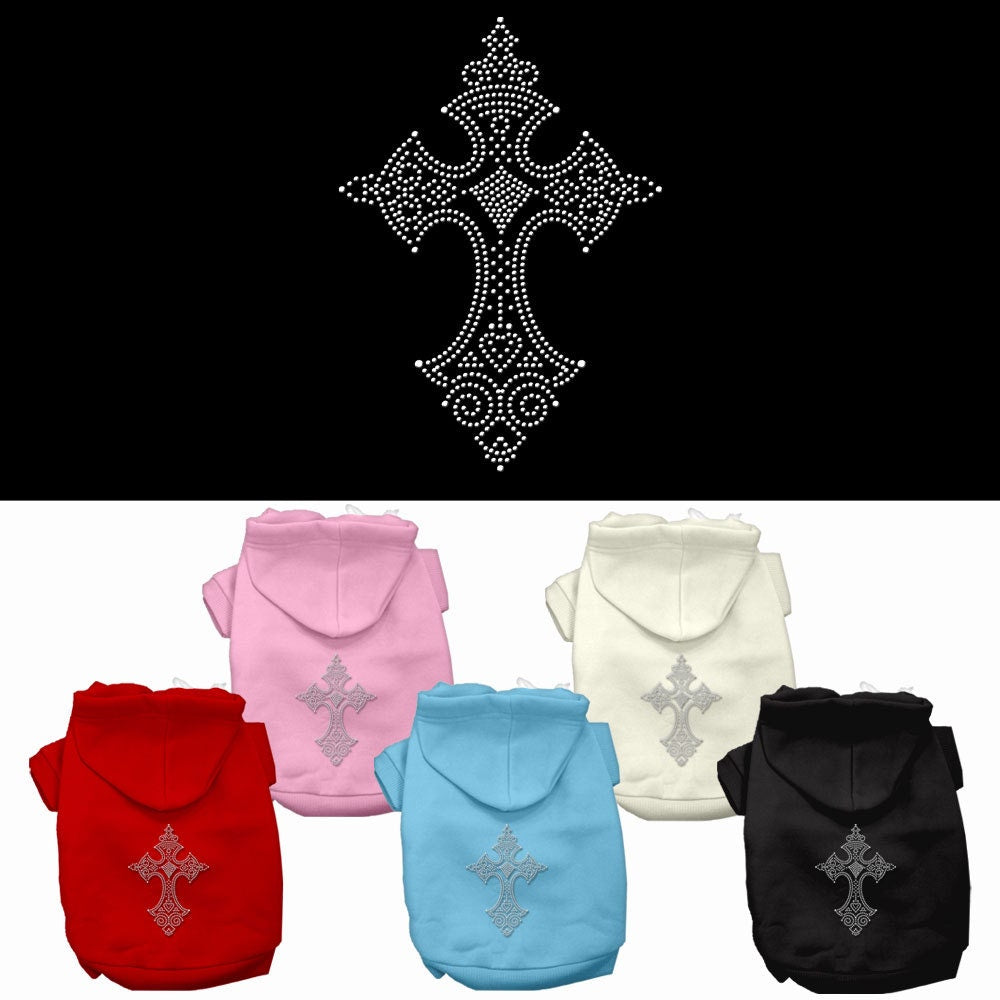 Pet, Dog & Cat Hoodie Rhinestone, "Cross"