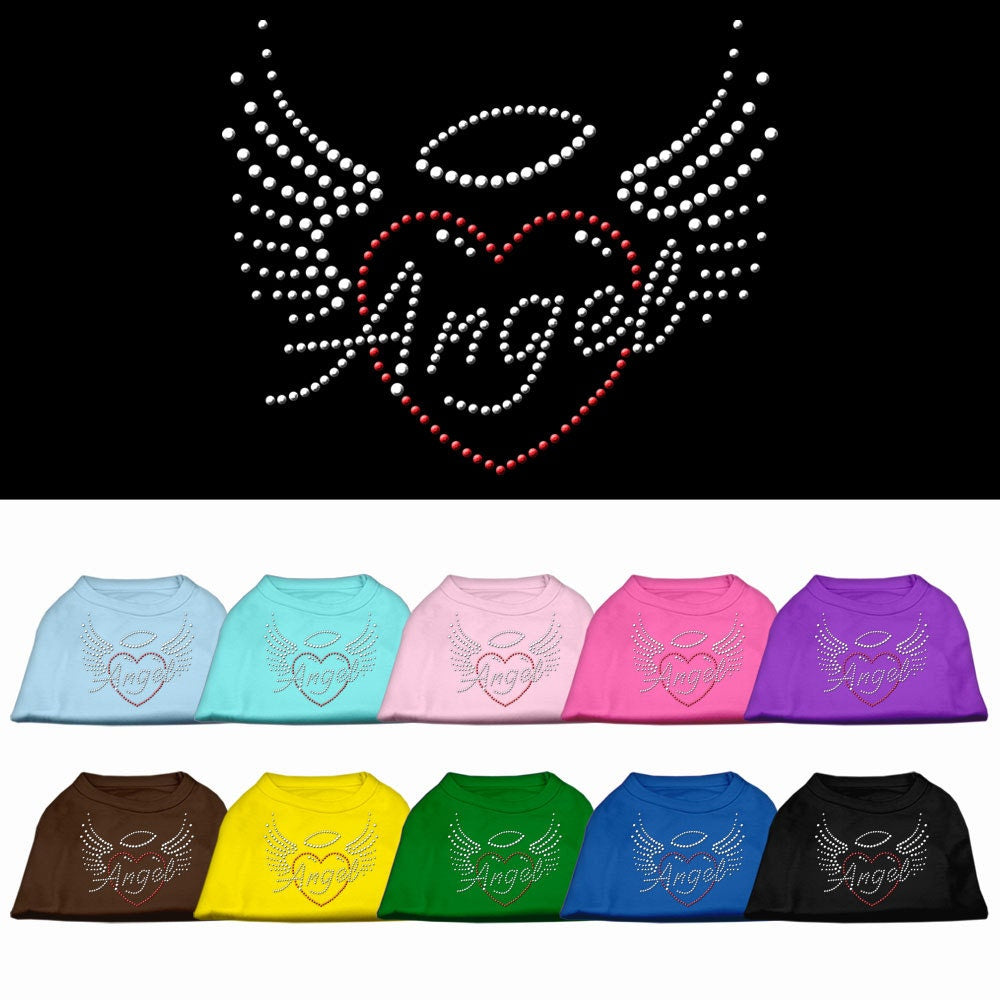 Camiseta para perros y gatos con diamantes de imitación, "Corazón de ángel"