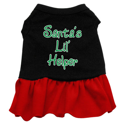 Vestido navideño para perros y gatos serigrafiado con la frase "El pequeño ayudante de Papá Noel"