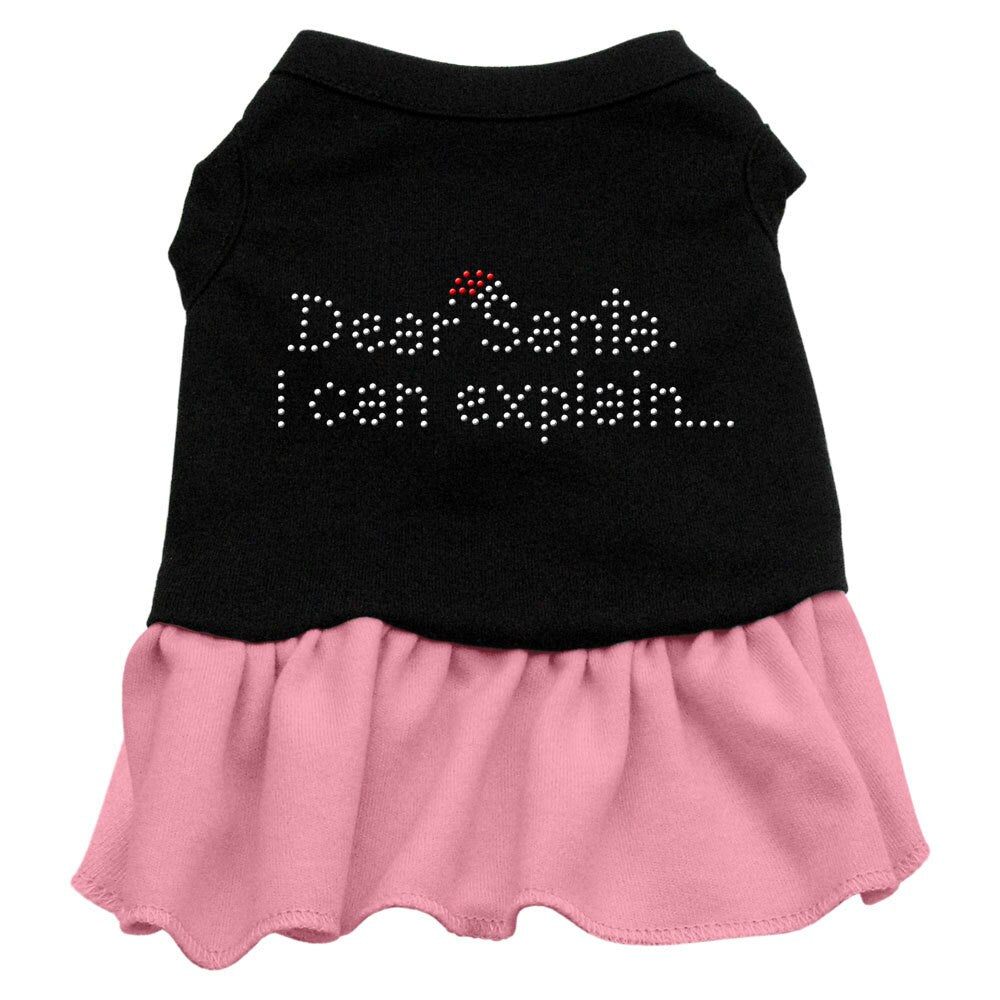 Christmas Pet Dog & Cat Dress Rhinestone, "Dear Santa, I Can Explain"