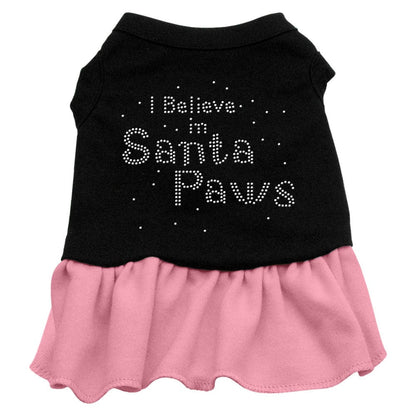 Christmas Pet Dog & Cat Dress Rhinestone, "I Believe In Santa Paws"