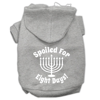 Sudadera con capucha para perros y gatos de Hanukkah con serigrafía que dice "Mimados durante ocho días"