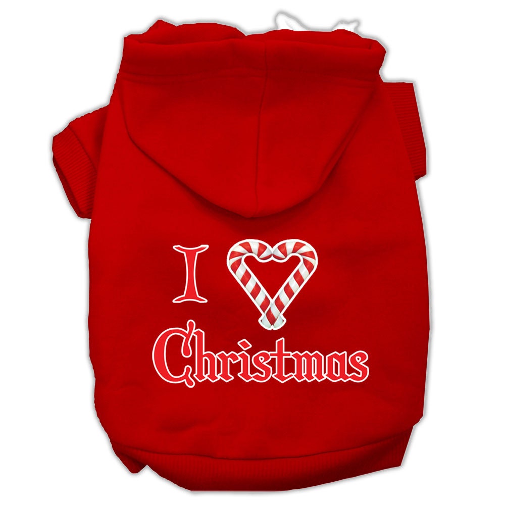 Christmas Pet Hoodie Screen Printed, "I Heart Christmas"