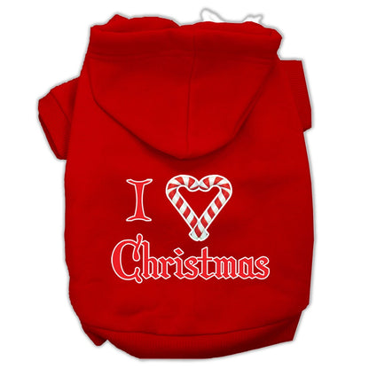 Christmas Pet Hoodie Screen Printed, "I Heart Christmas"