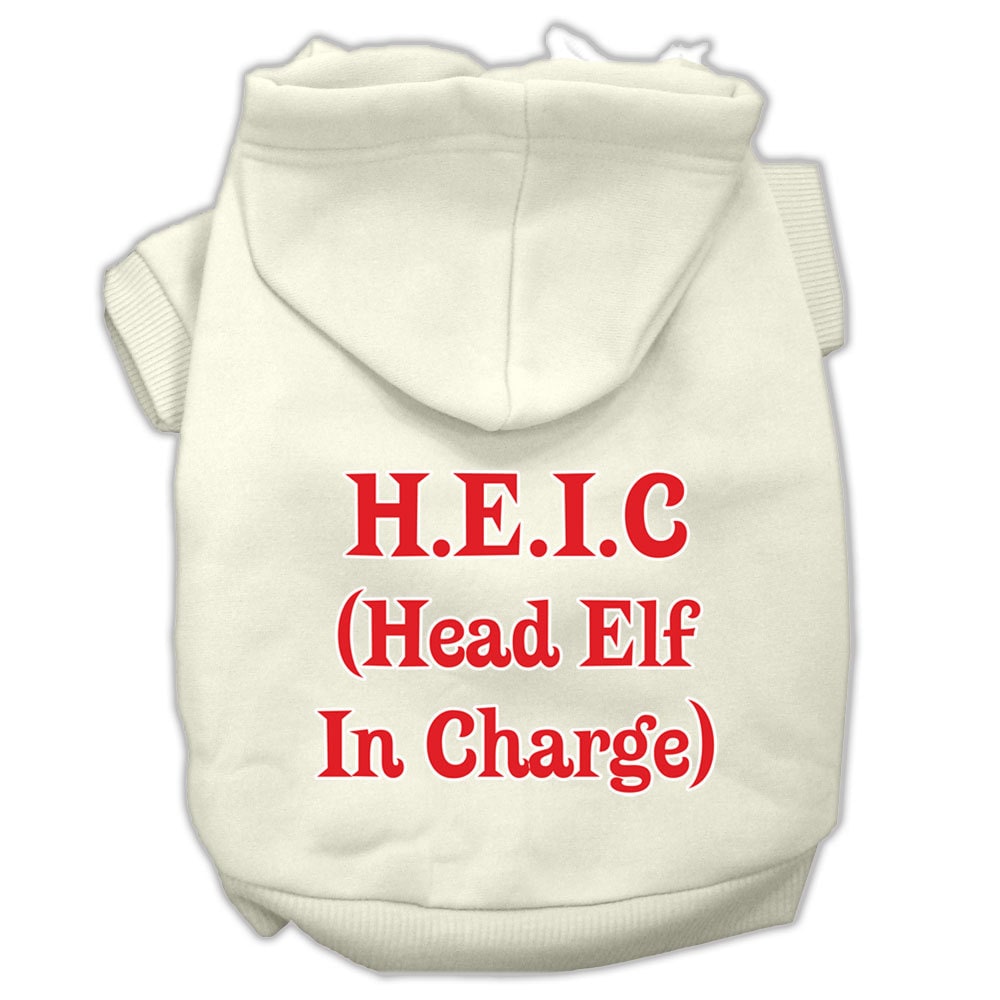 Christmas Pet Dog & Cat Hoodie Screen Printed, "Head Elf In Charge"