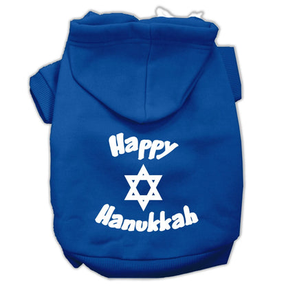 Sudadera con capucha para perros y gatos de Hanukkah serigrafiada con la frase "Happy Hanukkah"