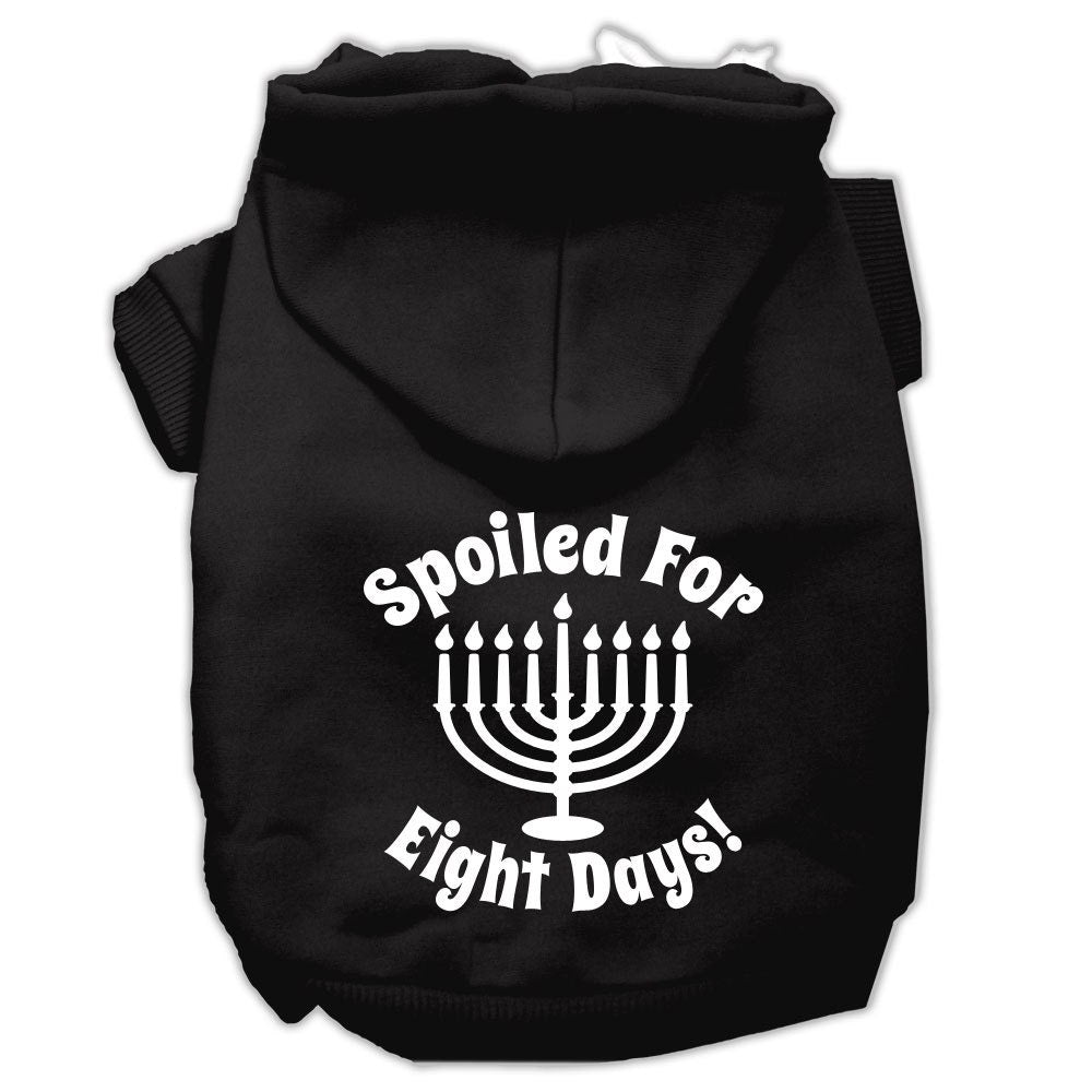 Sudadera con capucha para perros y gatos de Hanukkah con serigrafía que dice "Mimados durante ocho días"